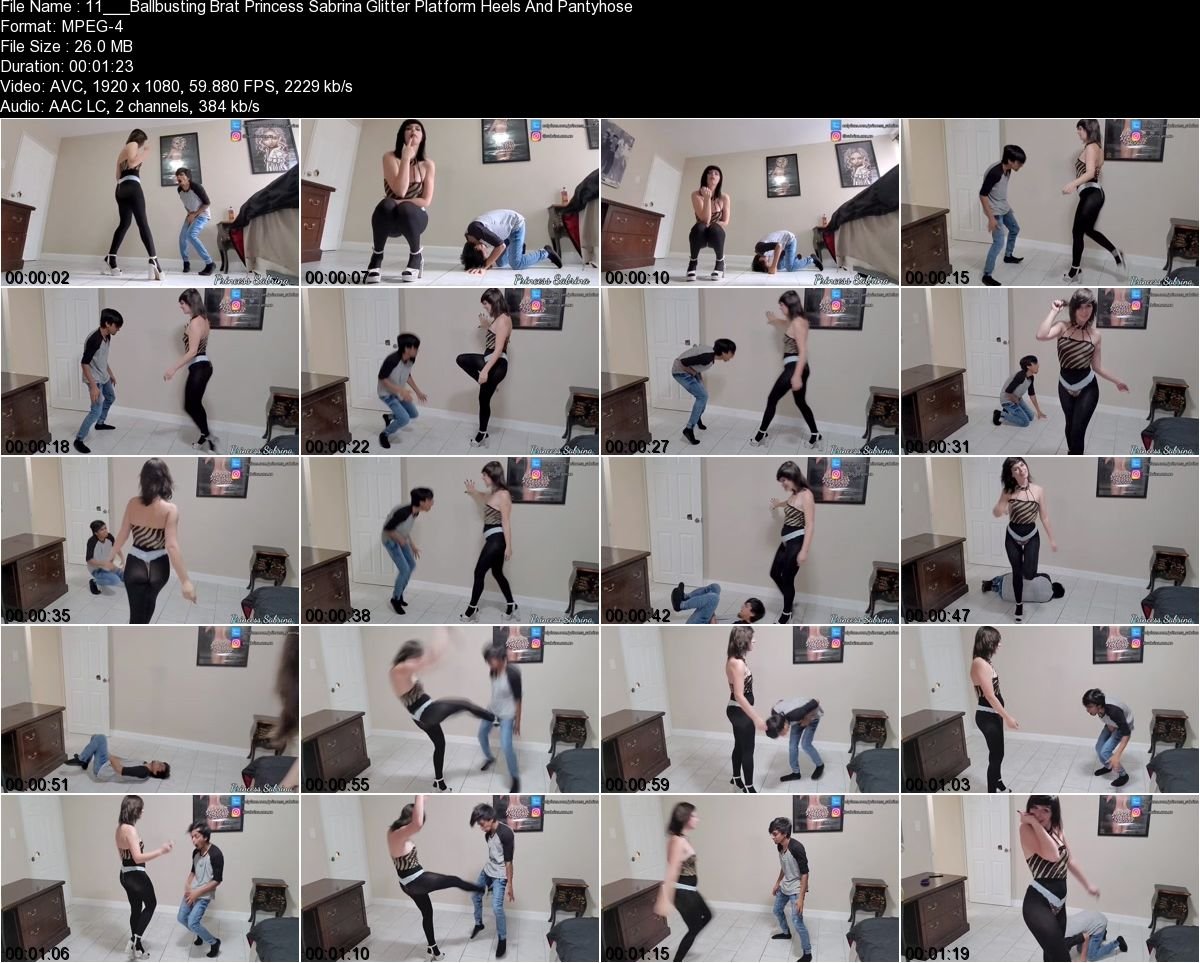 Princess Sabrina - Ballbusting Brat Princess Sabrina Glitter Platform Heels  And Pantyhose | Mix Femdom Online Tube