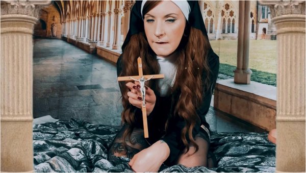 Infinitywhore0 - Horny Nun Desecrates Her Holy Bible and Crucifix - Femdom Pov