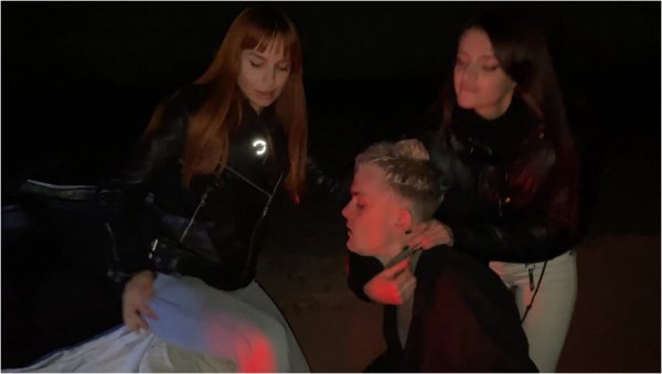 PPF - Sofi, Kira -  Bratty Girls Roughly Public Dominate An Enslaved Guy Outdoor Night - EXTREME DOMINATION