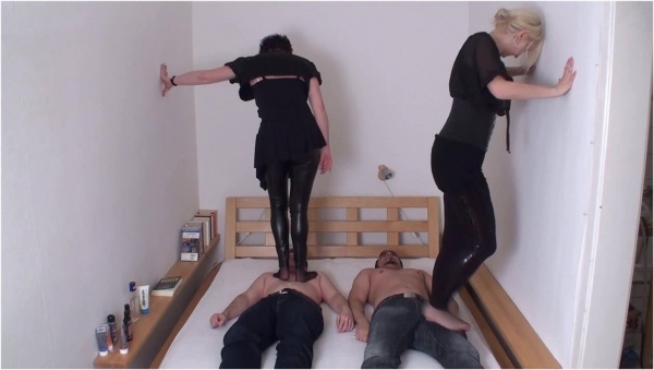 FEMDOM AUSTRIA  - Brunette And Blonde Are Trampling On Their Slaves