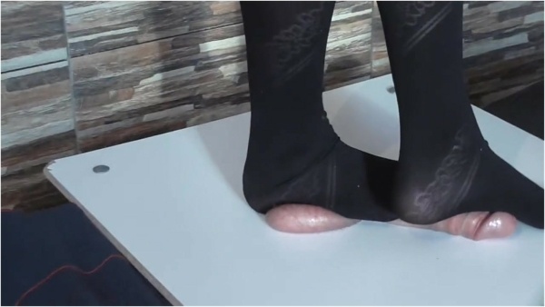 VIPCRUSHER40  - Cruel Full Weight Trampling on Cock and Balls in Black Pantyhose