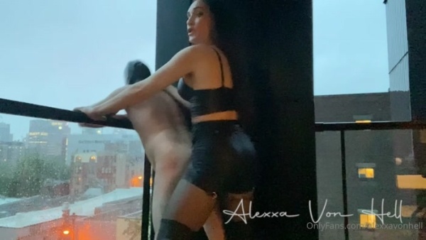 AlexxavonHell - From the balcony to the room. Fucking my slave and coercing him to eat his own cum.