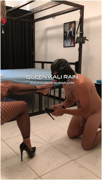 Rainqueenkali  - Watch as I tease my heel and foot loving slave while wearing a sexy outfit of fishnet stoc
