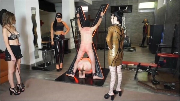 Three Femdom Chicks Whipping And Punishing Their Slaves