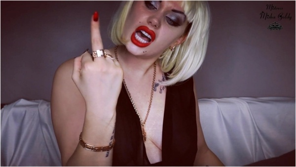 The Goldy Rush - You Are Stupid Retard! Worship My Middle Fingers And Loser Sign Joi - MISTRESS MISHA GOLDY - RUSSIANBEAUTY