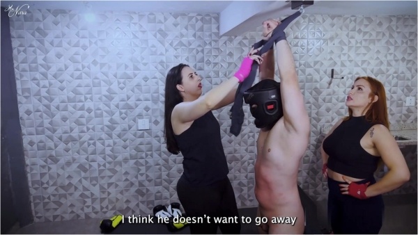 Mistress Nara Neveu - Nara and Maisa use a loser tiny dicked slave as punching bag