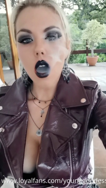 Young Goddess Kim - Human ashtray smoke tease