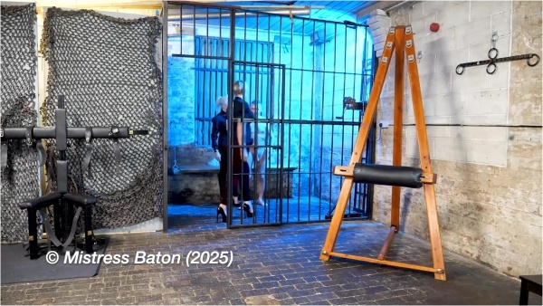Strafkamer - Mistress Baton - Nightguards Of The Femdom Jail OTK and Mouthsoaping
