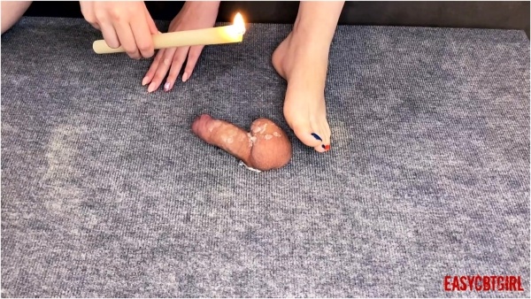 EasyCBTGirl - Mistress Drips - Hot Wax On Dick With Balls And Has Fun