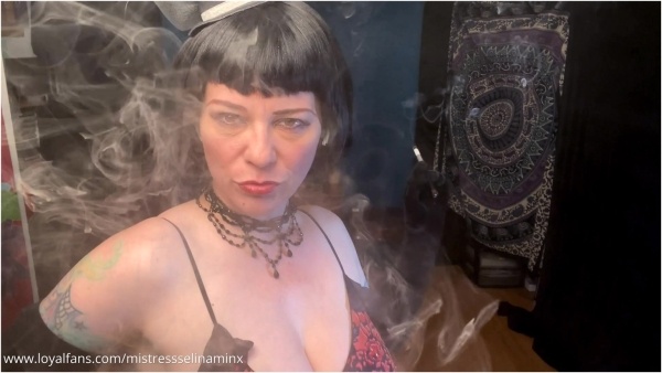 Mistress Selina Minx - Gloves and The Holder Clip 1 Sexy Noir Femdom Smoking With Velvet Gloves