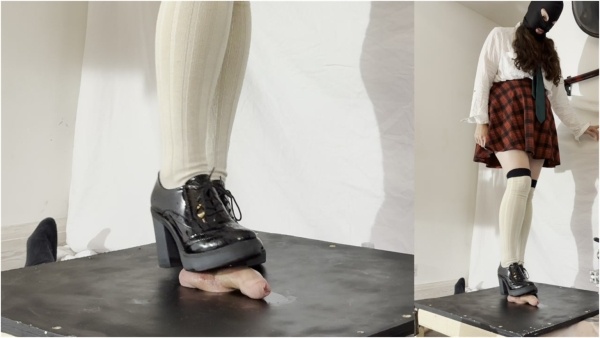 Mistress Dolores Slave - Demented Schoolgirl Crushing Stomping Shoejob in my and Chunky Patent Brogues