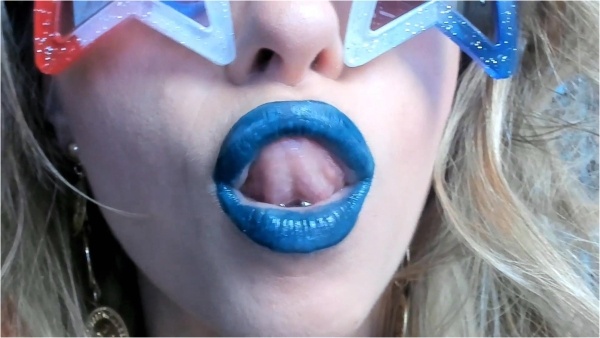 Petite Mercy - Blue Lipstick Blowing Bubbles