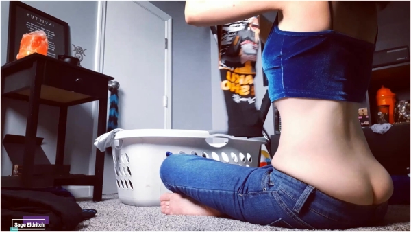 Sage Eldritch - Buttcrack in Jeans Barefoot Folding Laundry