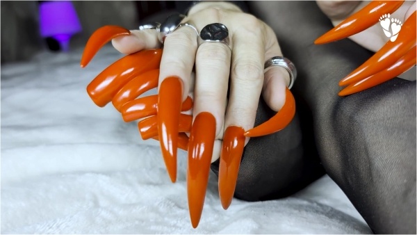 Lora Long Nails - Red Square And Stiletto Nails