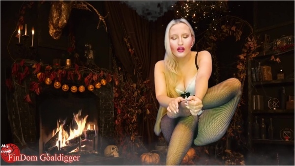 FinDom Goaldigger - Halloween fishnets stockings foot