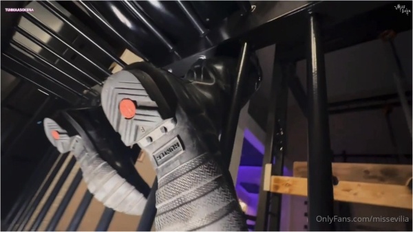 Miss Evilia and Tuhmaa Sokeria - Cage Teasing Kicking Spitting Boots Pov