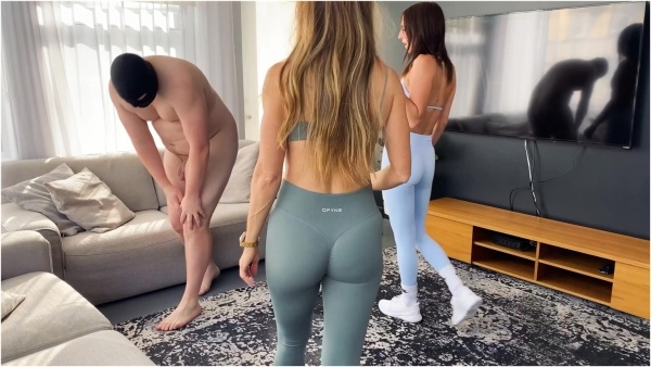 Lord Goddess Maria - Yoga Brat Ballbusting - Lord Maria and Princess Paulina wear sexy yoga pants while doing hardcore ballbusting on loser gooner slave