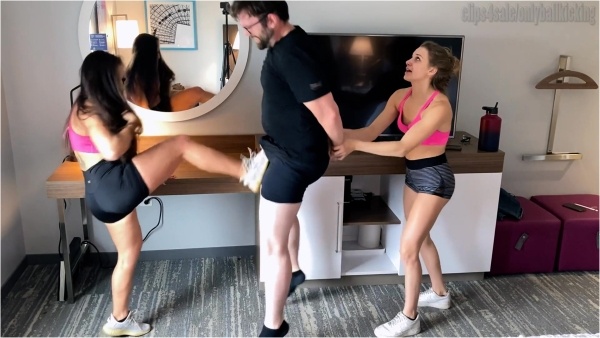 ONLYBALLKICKING - Ballbusting For Reps With Blaire And Xena
