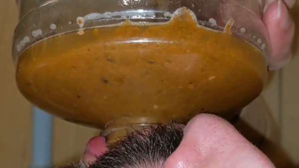 SSBBW Queen Siya - Very large meal downed like his survival depends on it and He has to drink THROUGH DISGUSTING DIARRHEA and pee