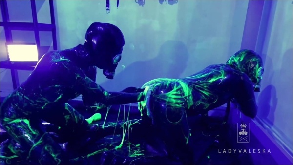 Lady Valeska FemDom - Rubber Double Fisting with UV Slime