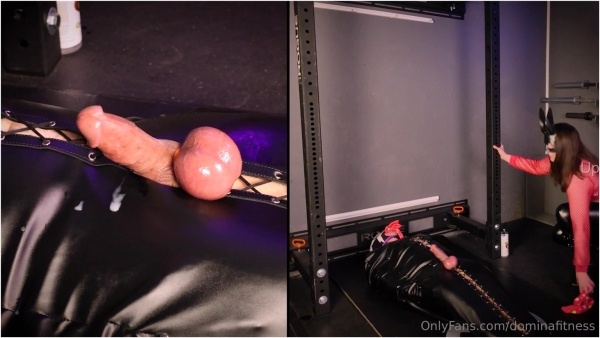 Domina Fitness - Bagged Banded and Busted - More fun with the elastrator while busting his balls