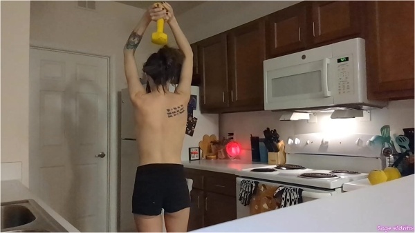 Sage Eldritch - Topless Weight Lifting in the Kitchen
